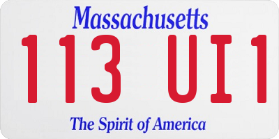 MA license plate 113UI1