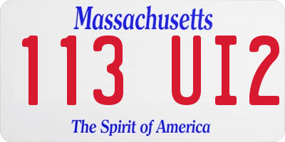 MA license plate 113UI2