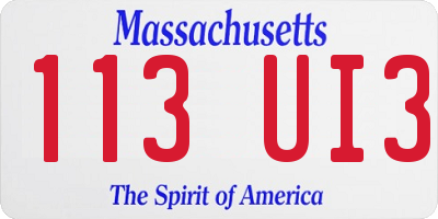 MA license plate 113UI3