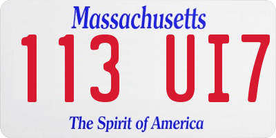MA license plate 113UI7