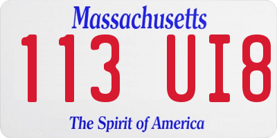 MA license plate 113UI8