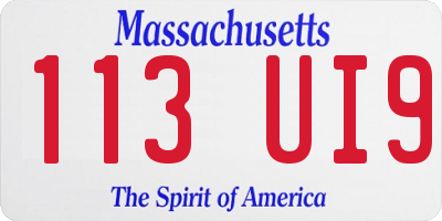 MA license plate 113UI9