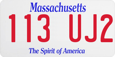 MA license plate 113UJ2