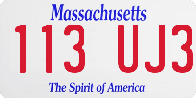 MA license plate 113UJ3