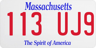 MA license plate 113UJ9