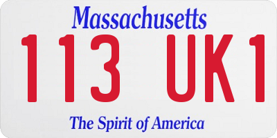 MA license plate 113UK1