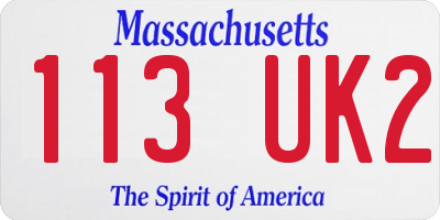 MA license plate 113UK2