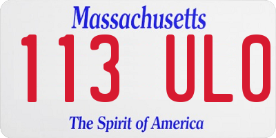 MA license plate 113UL0