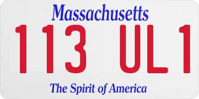MA license plate 113UL1
