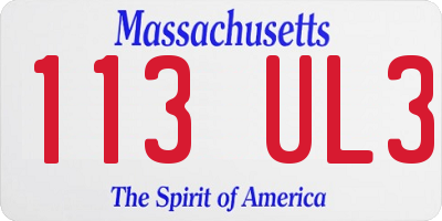 MA license plate 113UL3