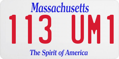 MA license plate 113UM1