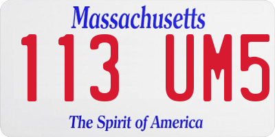 MA license plate 113UM5