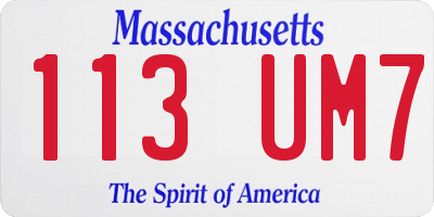 MA license plate 113UM7