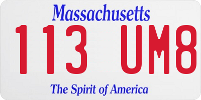 MA license plate 113UM8