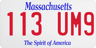 MA license plate 113UM9