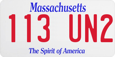 MA license plate 113UN2