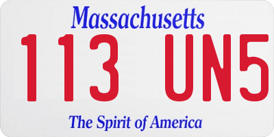 MA license plate 113UN5