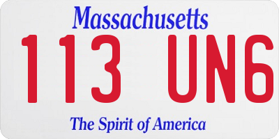 MA license plate 113UN6