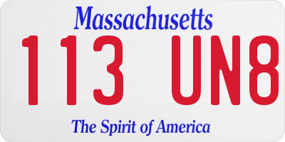 MA license plate 113UN8