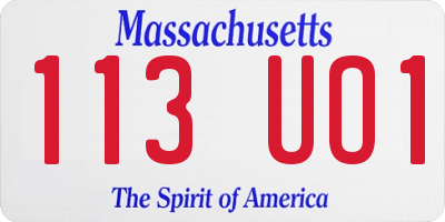 MA license plate 113UO1