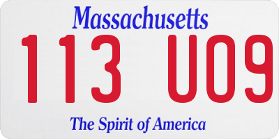 MA license plate 113UO9