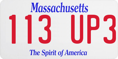 MA license plate 113UP3
