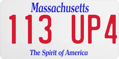 MA license plate 113UP4