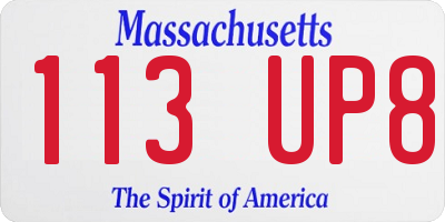 MA license plate 113UP8