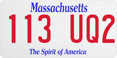 MA license plate 113UQ2