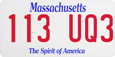 MA license plate 113UQ3