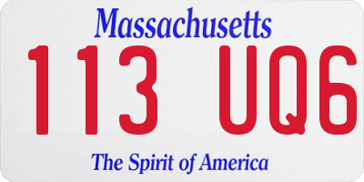 MA license plate 113UQ6