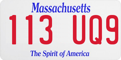 MA license plate 113UQ9