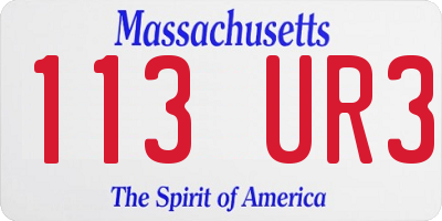 MA license plate 113UR3
