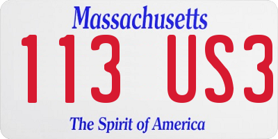 MA license plate 113US3