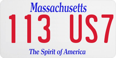 MA license plate 113US7