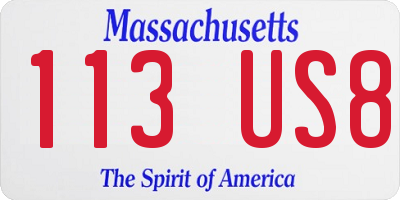 MA license plate 113US8