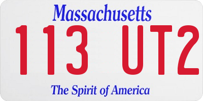 MA license plate 113UT2