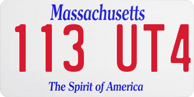 MA license plate 113UT4