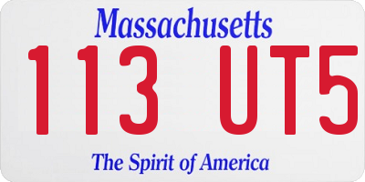 MA license plate 113UT5