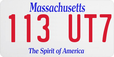 MA license plate 113UT7