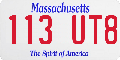 MA license plate 113UT8