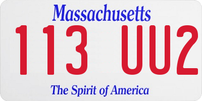 MA license plate 113UU2