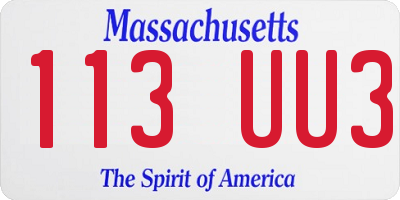 MA license plate 113UU3