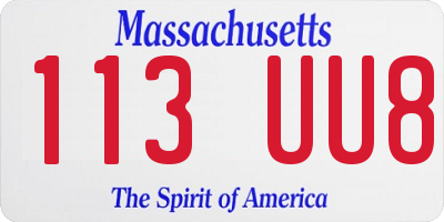 MA license plate 113UU8