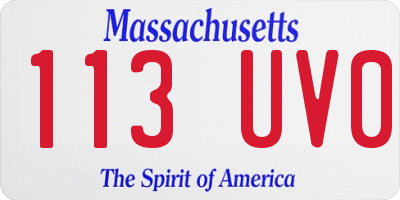 MA license plate 113UV0