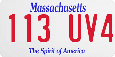 MA license plate 113UV4