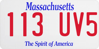 MA license plate 113UV5