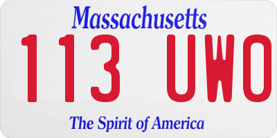 MA license plate 113UW0