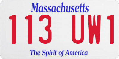 MA license plate 113UW1