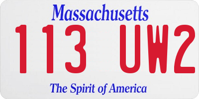MA license plate 113UW2